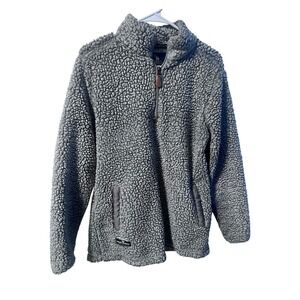 Simply Southern Gray Sherpa Fleece Quarter Zip Pullover Sweatshirt Womens Size S